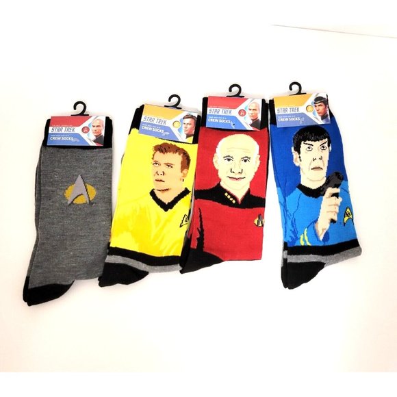 Greenbrier Other - Star Trek Crew Socks Lot Of 4 Kirk Spock Picard Emblem